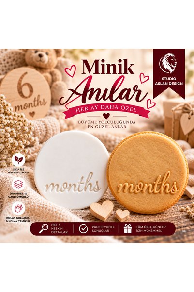 StudioAslanDesign Months Yazılı Şeker Hamuru Kalıbı | Baby Months Fondant Kal...