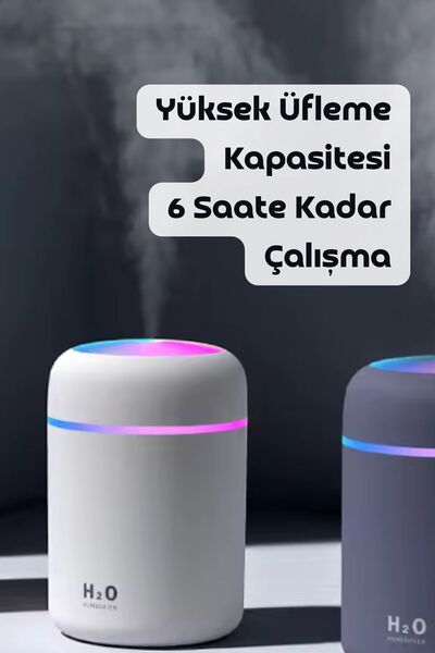 Ekru Cep 300 ml Ultrasonik Hava Nemlendiricisi ve Aromaterapi Cihazı - Koku Hediyeli
