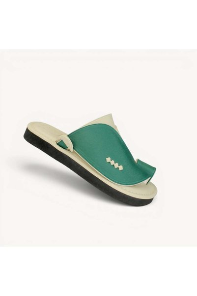 ShoeTypes حذاء شرقي أنيق جلد XL كريمي مع زيتي - زيتي - Olive Green - 45