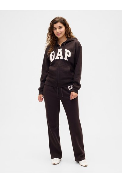GAP Kadın Koyu Kahverengi Logo Bootcut Fleece Eşofman Altı