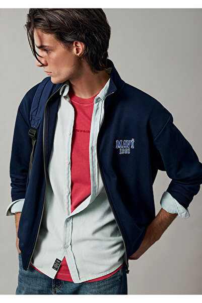 Mavi Logo Baskılı Fermuarlı Lacivert Sweatshirt 0S10655-70497