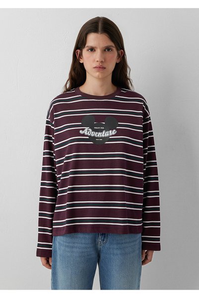Mavi Mickey Mouse Baskılı Tişört Loose Fit / Bol Rahat Kesim 1620368-A7452