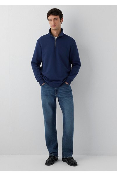 Mavi Yarı Fermuarlı Lacivert Basic Sweatshirt 0S20027-70488