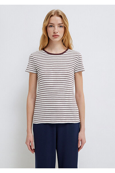 Mavi Burgundy Striped White T-Shirt Fitted / Bodycon Cut 1613928-91596