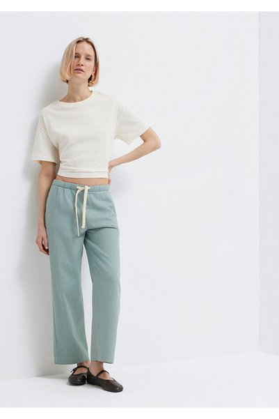 Mavi Green Trousers with Lace Detail 1011203-70113