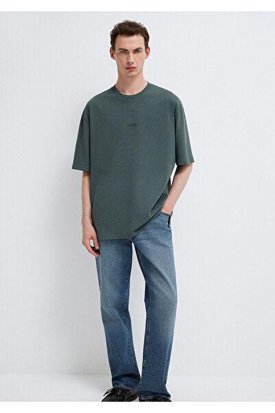 Mavi Logo Printed Green Basic T-Shirt Loose Fit / Comfortable Cut 0613093-71598