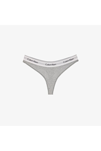 Calvin Klein Kadın Marka Logolu Beyaz Elastik Bantlı Gri Külot