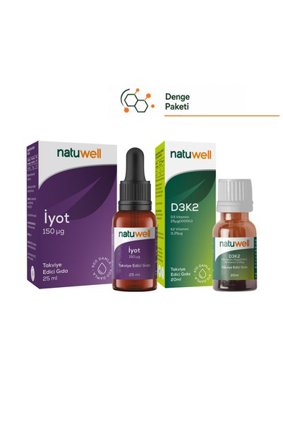 Natuwell Vitamin D3K2 Damla 20 ml ve İyot Damla 150 mcg 25 ml