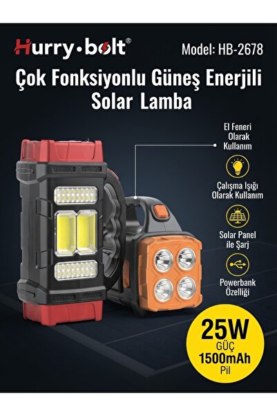 Genel Markalar Güneş Enerjili Solar Şarjlı 25w Aydınlatma Cihazı 4 Kamp El Feneri Masa Lambası Işıldak