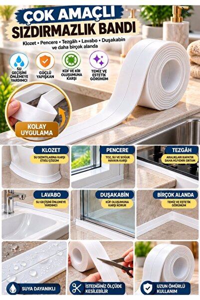 Pastimore Duş Pvc Lavabo Küvet Tezgah Kenar Banyo Mutfak Pencere 3,2 Mt Su Sı...