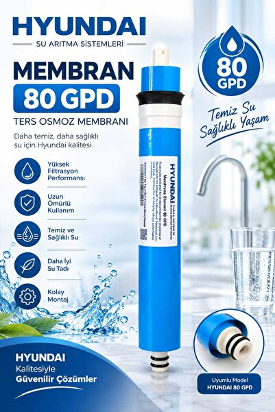Hyundai 80 GPD Membran Filtre Ters Ozmoz Su Arıtma Cihazı Yedek Membran Filtresi