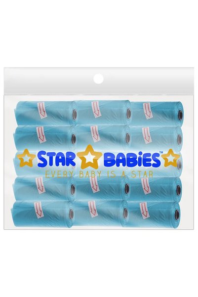 STAR BABiES Scented Nappy Bag Pack of 15/225 Bags - Blue