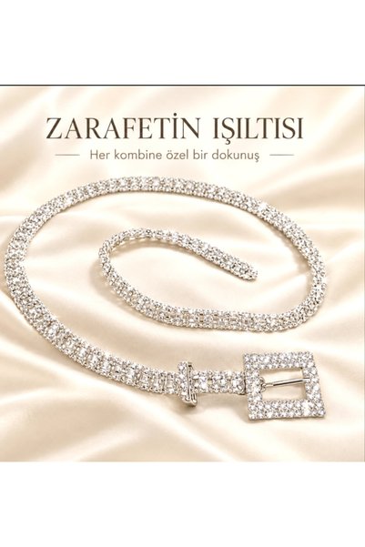 asillaksesuar Kadın kemer taşlı 2 cm 97 cm