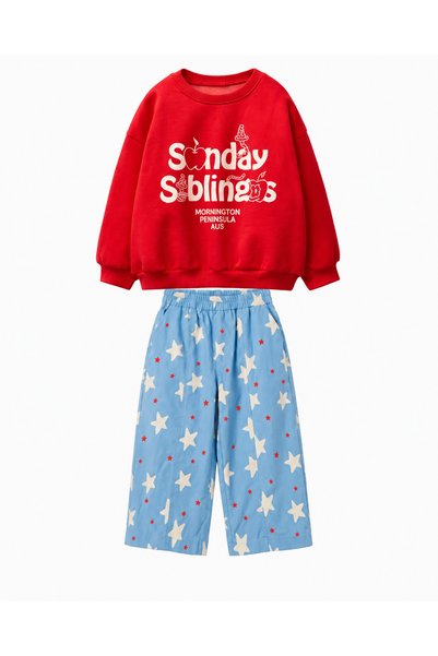 Monila Girl's Slogan Printed 3-Yarn Fabric Cotton Undergarment Set