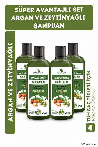 Hunca Care Dökülme Karşıtı Argan Ve Zeytinyağlı Şampuan - 4 Adet
