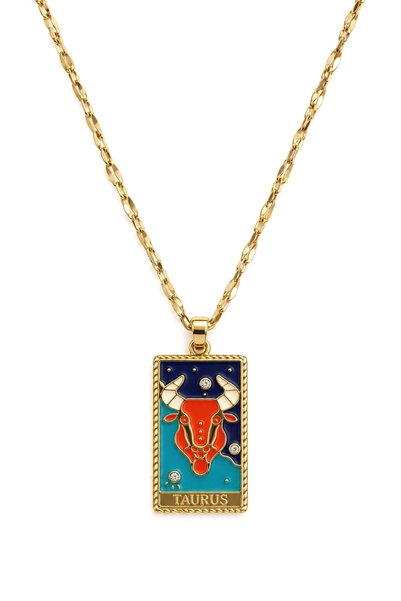 DEMOKAN Women's Steel Necklace Zodiac Sign Series Colorful Design Bull Sign N...