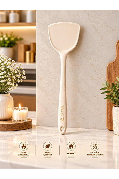 elfnur Yanmaz Yapışmaz Silikon Yumurta Ve Krep Spatulası - 32 Cm