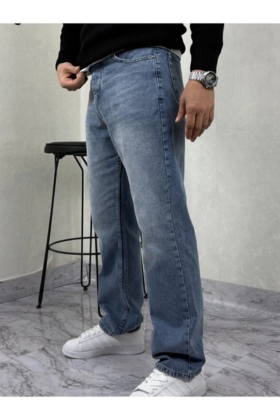 PNT0001- Baggy Yıkamalı Pantolon-Mavi