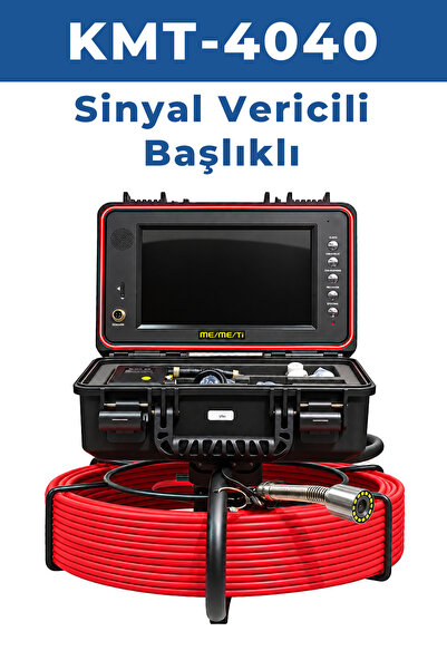 KMT-4040 (Cihaz + Sinyal Vericili Başlık) Profesyonel 40 Metre Kanal Görüntüleme Kamerası – 9 İnç IPS Ekran, Metraj Sayacı ve Ekran Kaydı