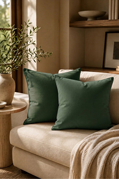 desenizmir Double Sided Decorative Throw Pillow Cover Green 2-Piece