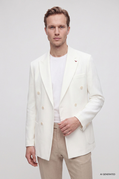 D'S Damat Ds Damat Slim Fit Jacke aus ecrufarbenem Dobby-Stoff