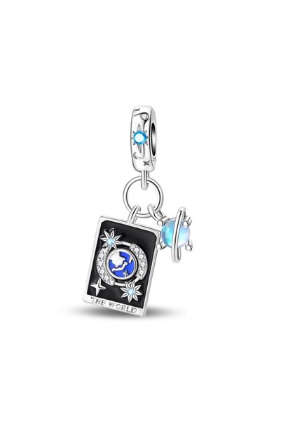 choice2 PAC1605 Lovers Charms 925 Silver Star Moon Sun Magic Tarot Cards Pend...