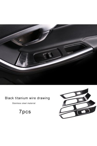 Choice1 7pcs Black titanium Stainless Steel Door Armrest Panel Decoration Cov...