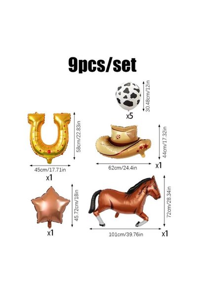 Choice Other 9pcs Western Party Balloons Horse Horseshoe Balloons Wild West C...