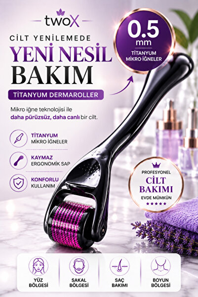 Dermaroller Titanyum Uçlu 540 Iğneli Derma Roller 0.5 Mm Iğne M 0009 Saç Kaş Serum Kullanımına Uygun