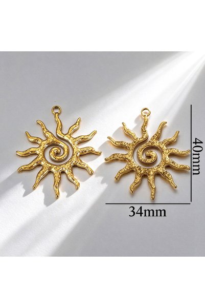 Choice3 Z2083GA 5PCS Stainless Steel Vintage Spiral Sun Gold Plated Charms DI...