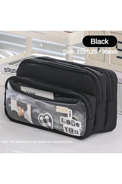 Choice Black New Transparent Pencil Case Large Capacity Simple Pencil Case Mu...