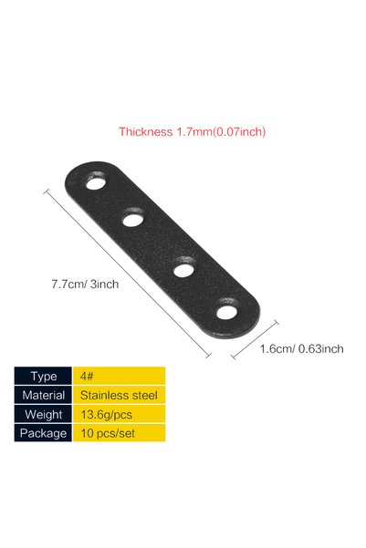 Choice 10 قطع - 77 × 16 مم، 2/4/10 قطع، دعامات معدنية مسطحة، أقواس زاوية على ...