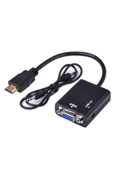 Choice Black HDMI-Compatible 1.4 TO VGA Adapter With 3.5mm Audio HDTV Male To...