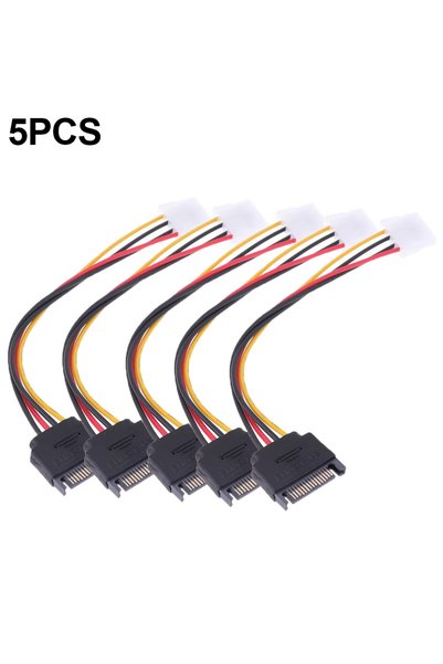 choice2 5PCS SATA Power Cable 4 Pin Female Molex IDE To 15 Pin Male SATA Exte...
