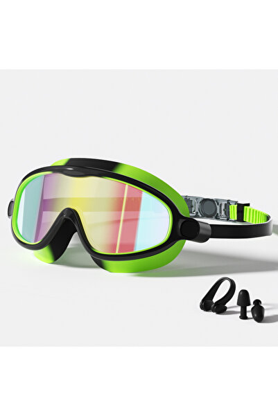 Choice4 Colorful Black Green Swim Goggles, Waterproof Anti-Fog Anti-UV Wide V...