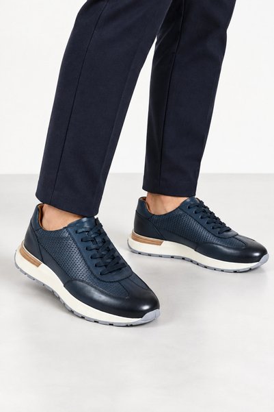 GERARDO AYAKKABI Beny Men's Genuine Leather Sports Shoes - Navy Blue