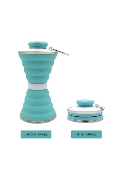 Choice 500ML Green 500ML Silicone Water Bottle Cup Foldable Leak Proof Portab...