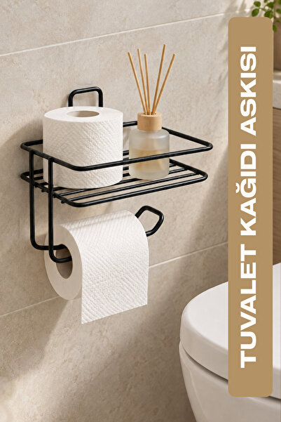 BEYZANA Yapışkanlı Yedek Raflı Tuvalet Kağıdı Askılığı Banyo Düzenleyici