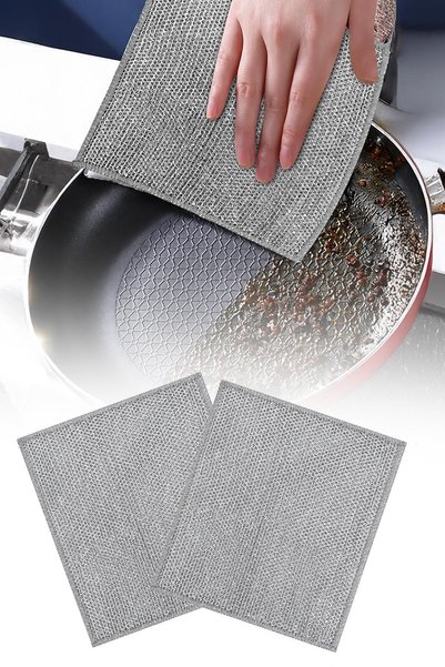 omilife 2'li Telli Bulaşık Bezi Çizmez Ovma Teli Çok Amaçlı Mutfak Temizlik S...