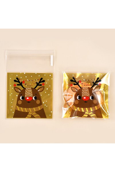 Choice1 100pcs Deer 100Pcs Christmas Candy Bags Self-Adhesive Gift Packaging ...