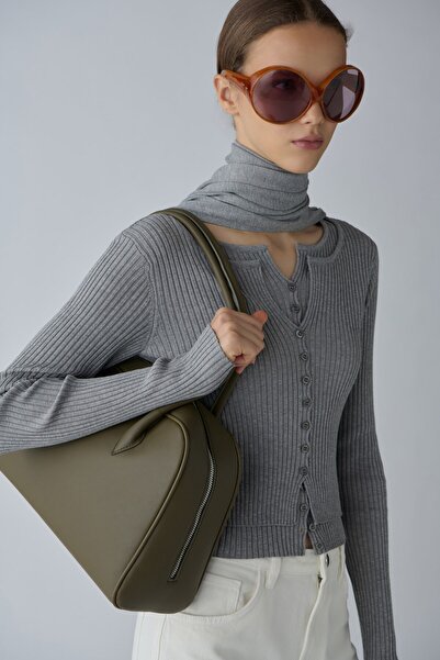 Suud Collection Khaki Margo Large Leather Bag