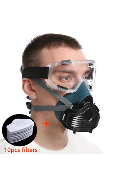 Choice3 Full mask 10 filters Silicone Dustproof Mask Suitable For Spray Paint...