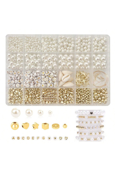 Choice 1550Pcs 1550pcs Jewelry Making Kit， Imitation Pearl ，Golden Plated Spa...