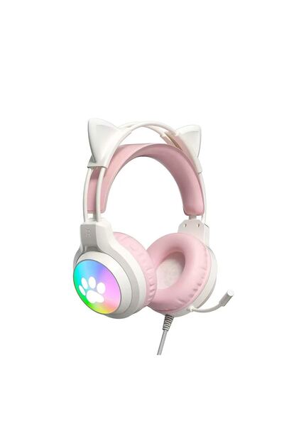 Choice1 Cat Ear Pink SOYTO Wired Cat Ear Headphones RGB LED Light Up Gaming H...