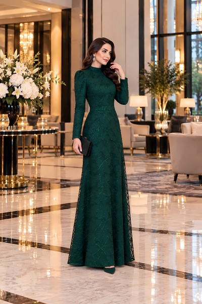 TesettürButik Rochie de seară cu paiete Asya Pul