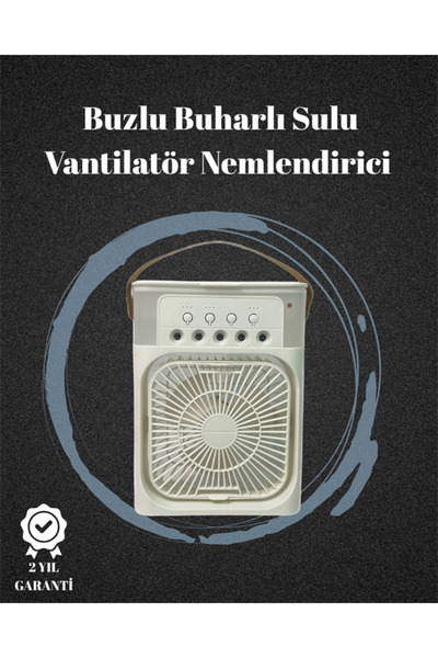 USB Bağlantılı 3'ü 1 Arada Nemlendirici Mini Klima Fan | 7 Renk Işıklı