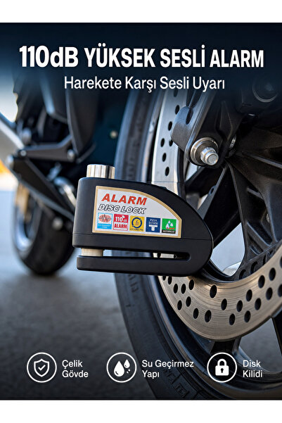 Yüksek Sesli 110dB Çelik Disk Kilidi Su Geçirmez Yeni Nesil