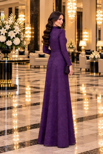 TesettürButik Rochie de seară cu paiete Asya Pul