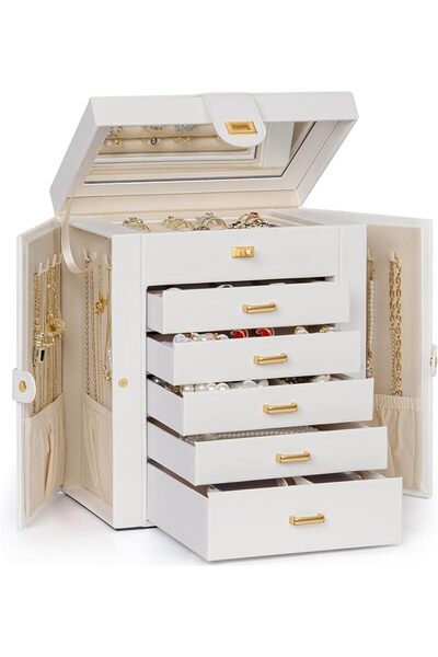 AKOZLIN 360° Rotating Jewelry Box 6-Tier Organizer Functional 360° Rotating J...
