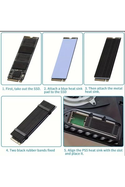 ART3 1 Adet M.2 NVMe SSD Soğutucu (Heatsink) - 2280 SSD İçin 1 Termal Ped ve 3 Beyaz Bantlı - PC ve PS5 U